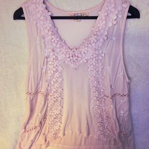 FreckledPoppyXPOL Floral Cutwork Sleeveless lace embroidery and a scoop neckline